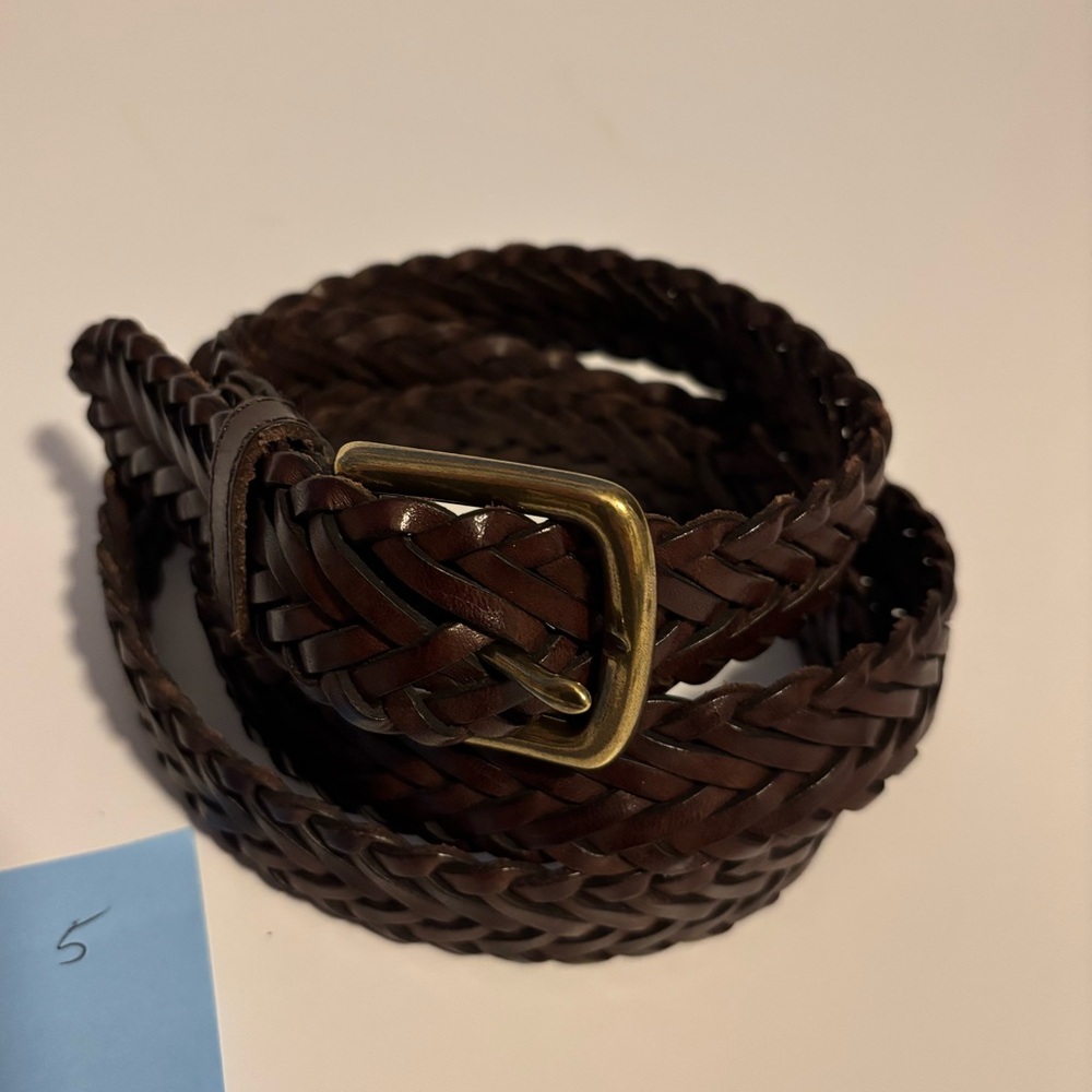 L.L. Bean Dark Brown Leather Braided Belt